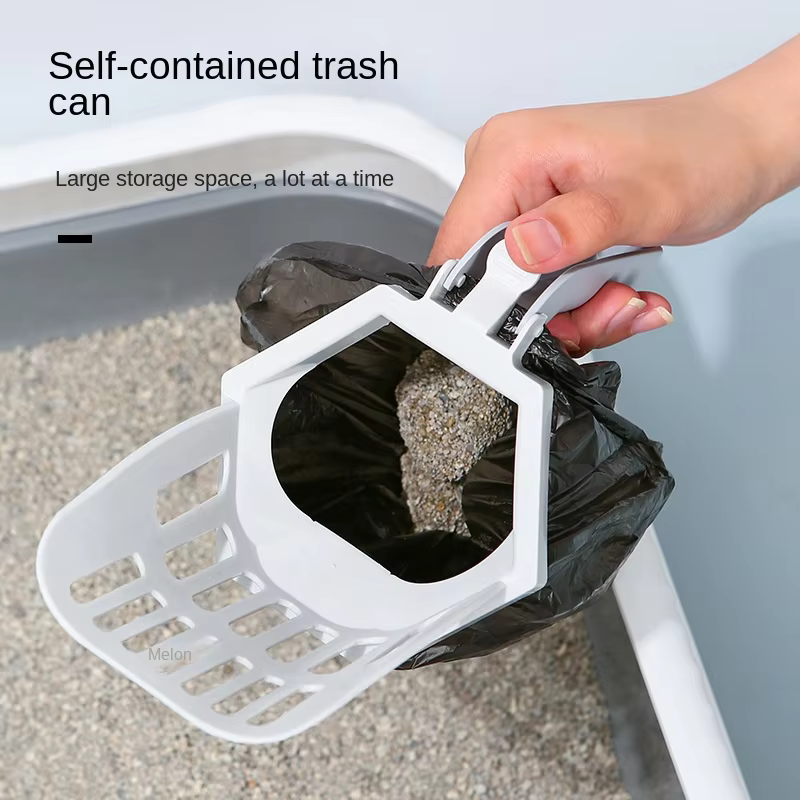 Pelle à litière pour chat avec sac à crottes intégré de grande capacité, outil de nettoyage pour boîte de toilette, fournitures pour animaux de compagnie