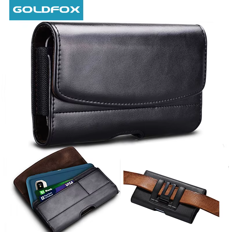 Étui de téléphone universel en cuir, étui de ceinture, sac de téléphone portable pour iPhone 14 13 Samsung Huawei Xiaomi hommes, sac de taille, pochette