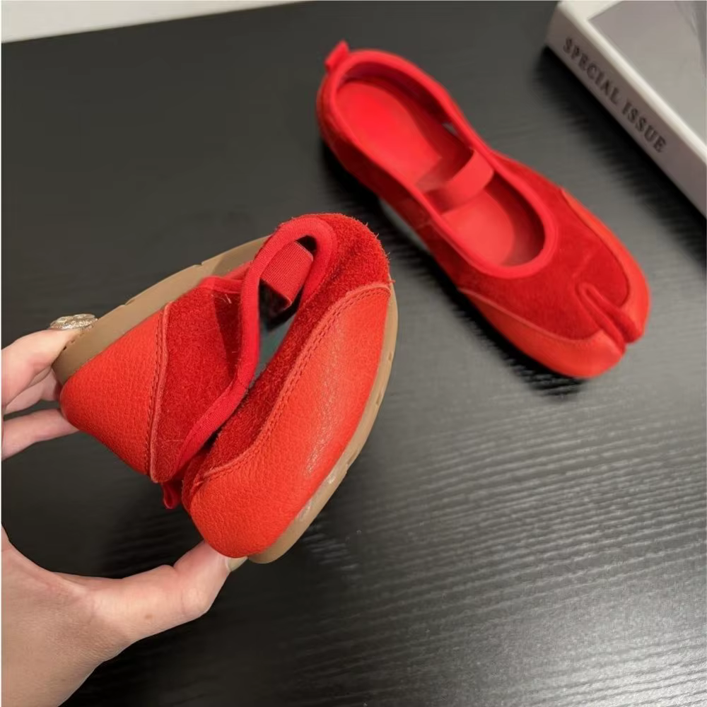 Femmes sandales bout fendu Ballet chaussures de danse femme été Tabi creux appartements mocassins Zapatos Mujer daim peu profond marche Sneaker