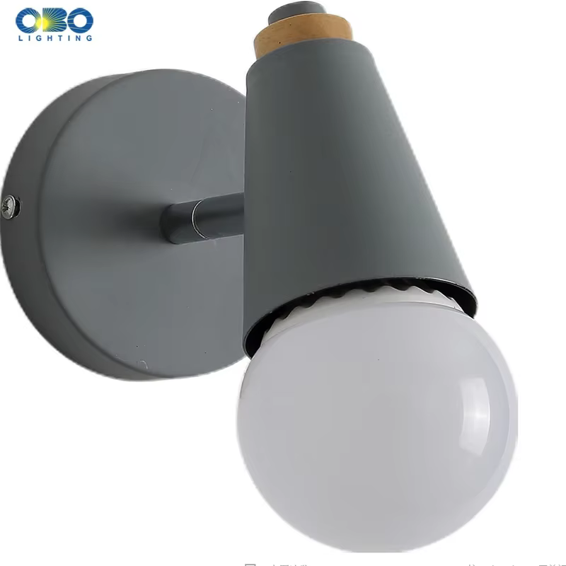 Moderne Macaron applique fer bois miroir lumière chevet chambre éclairage intérieur E27 ampoule rétro mur LED lumière nordique