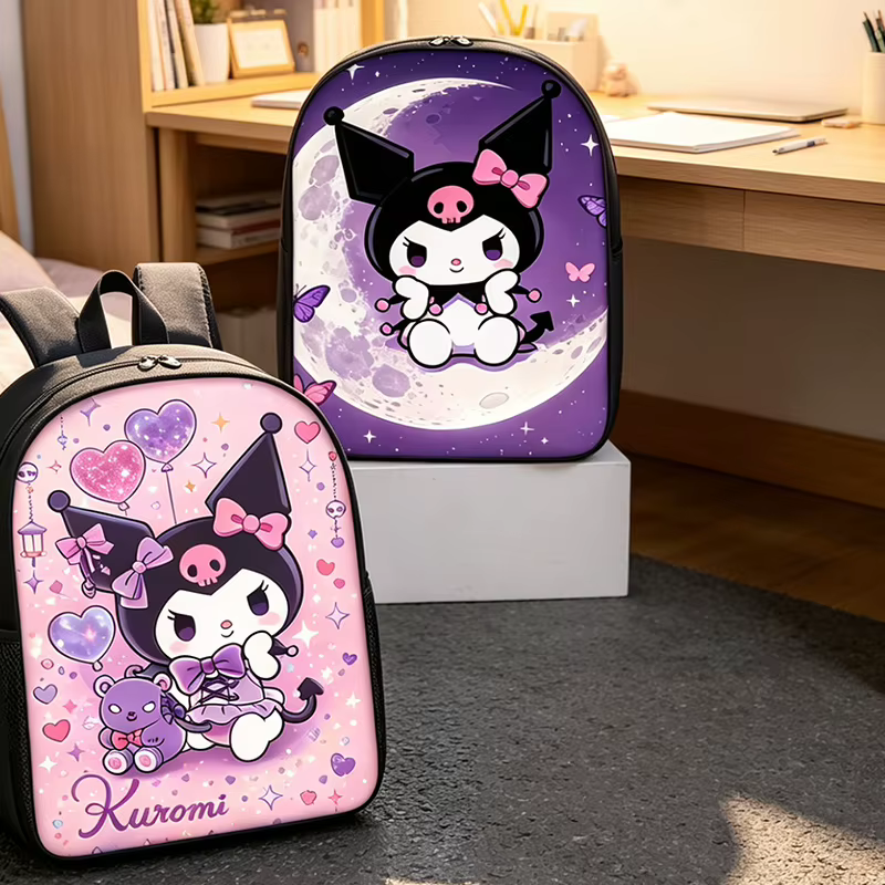 Sac à dos Kuromi Sanrio pour femmes, sac d'école pour étudiantes, sac à dos mignon de dessin animé, sac à dos d'anime, sac à dos imperméable de grande capacité, sacs à bandoulière