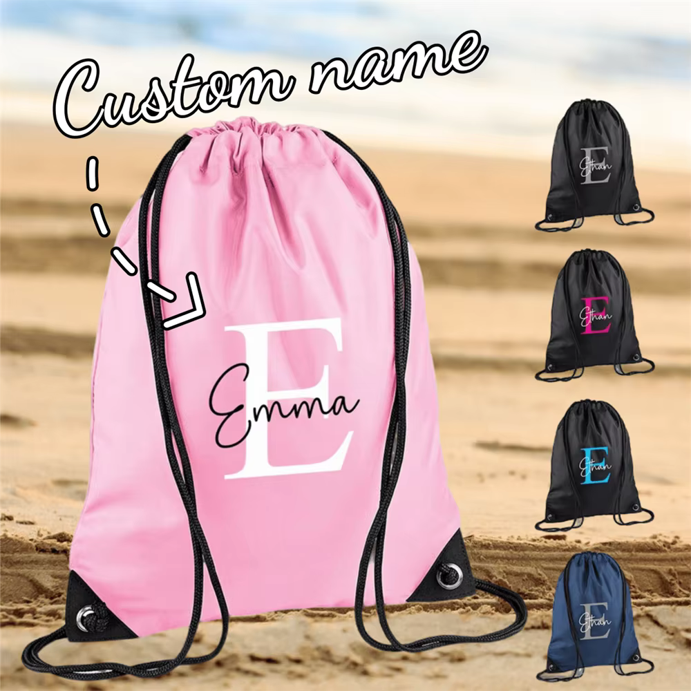 Sac à dos personnalisé avec cordon de serrage, lettres nominatives personnalisables, sac de sport/gym/natation, sac de plage, sac de voyage, décoration de fête, sac à dos personnalisé