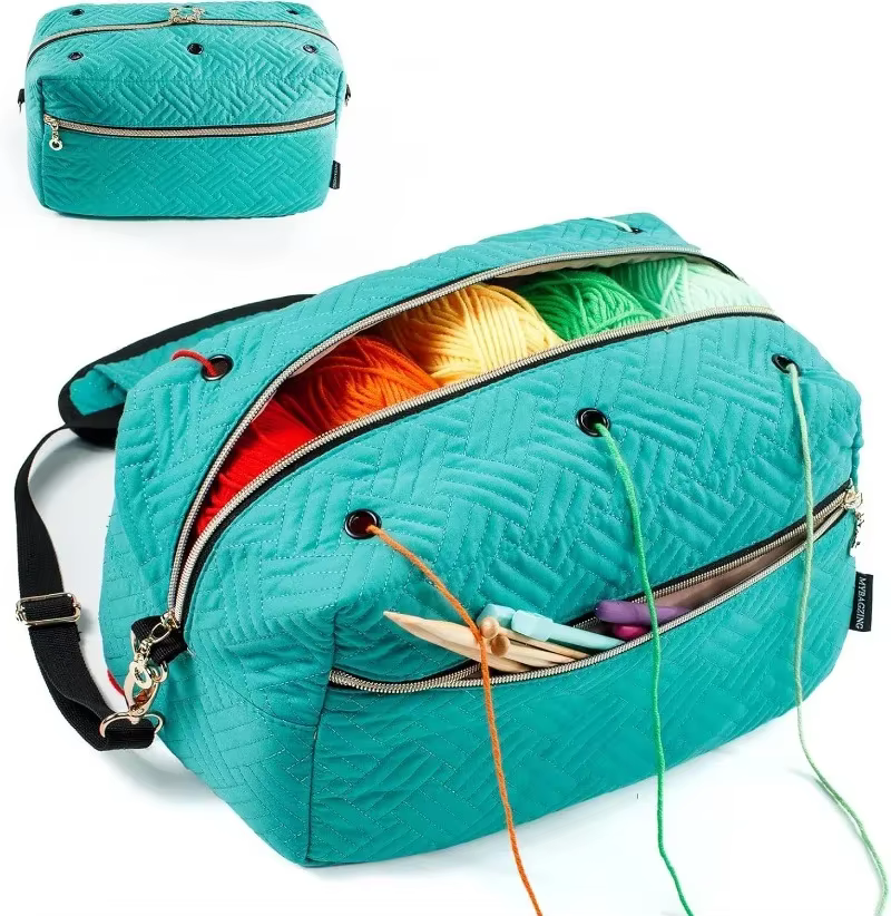 Organisateur de sac à crochet, sac de rangement pour fil à tricoter, porte-accessoires de crochet, aiguilles à tricoter, cadeaux pour le crochet et le tricot
