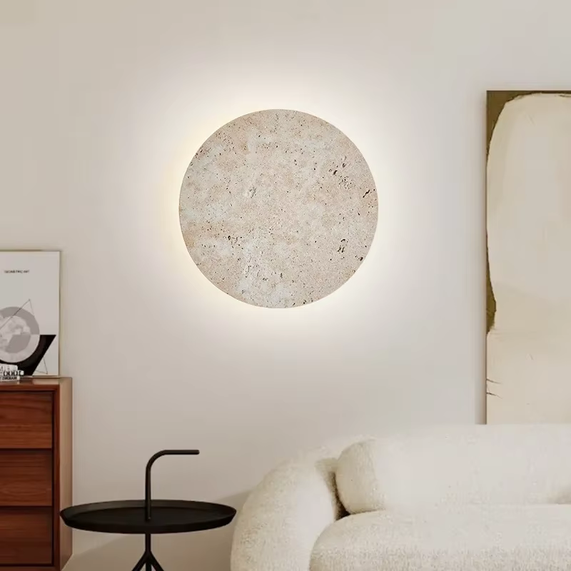 Applique Murale Ronde en Pierre Naturelle de 28/30cm