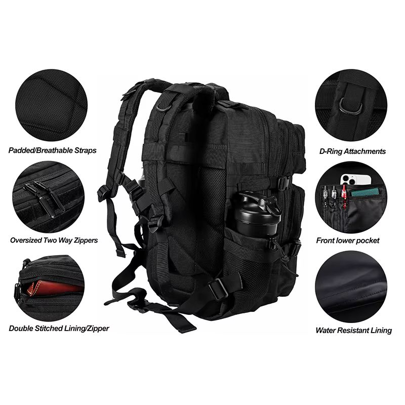 LHI 45L/35L/25L sac à dos tactique pour hommes et femmes étanche athlète salle de sport sac de plein air voyage randonnée sac à dos avec porte-bouteille