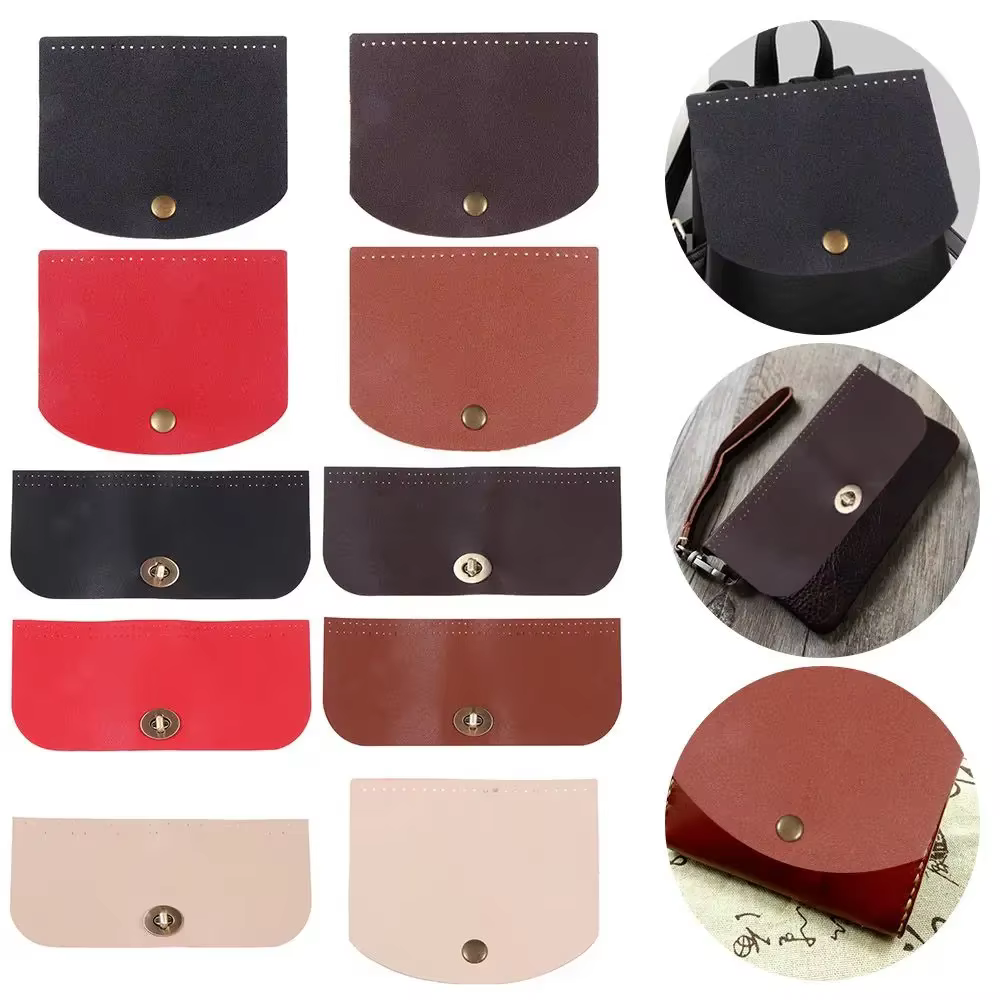 Pièces de sac bricolage fait à la main en cuir PU rabat matériel sac rabat couverture pour sac tricoté