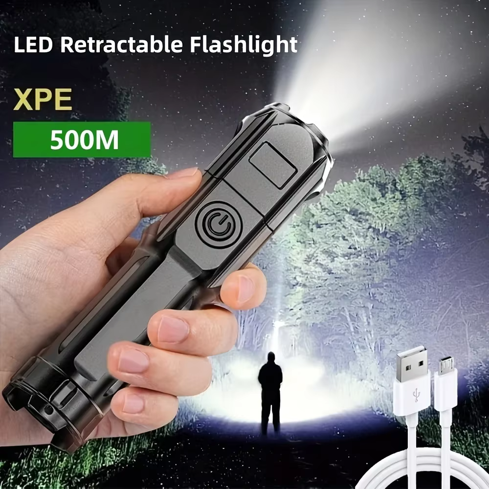 Puissante lampe de poche LED Rechargeable USB étanche Zoom pêche chasse Camping 100.00 Lumen