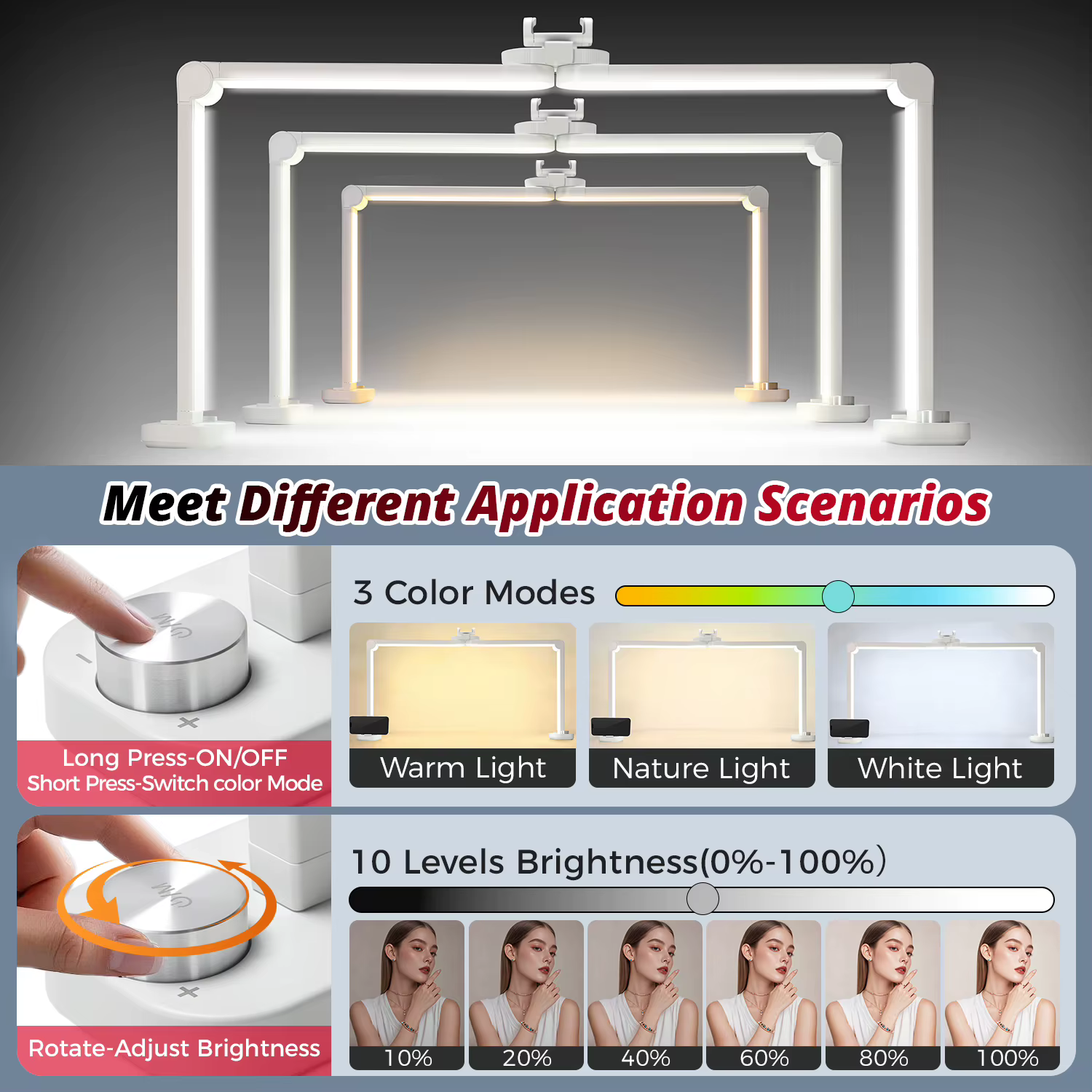 Lampe à ongles demi-lune, lampe technologique des ongles, lampe à technologie des ongles LED, lampe à ongles LED, luminosité réglable à température de 3 couleurs