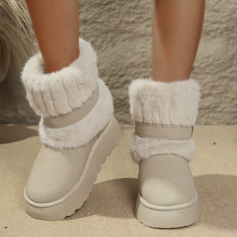Bottes de neige rétro chaudes et confortables pour femmes, nouvelles chaussures d'hiver décontractées, confortables, à semelles épaisses, antidérapantes, en coton