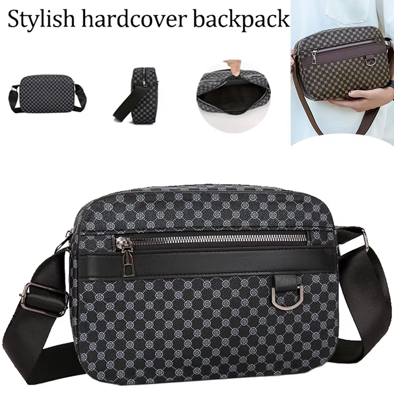 Sac à bandoulière décontracté de grande capacité, sac à bandoulière pour homme avec imprimé monogramme pour les trajets quotidiens et les sorties du week-end