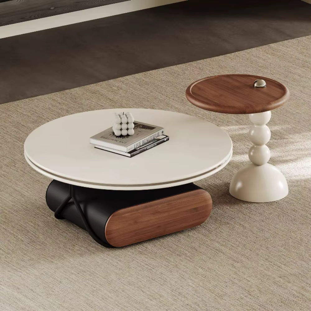 Table basse ronde De luxe coin design Cool Tables minimalistes livres Premium Mesas De Centro Para Sala meubles De maison