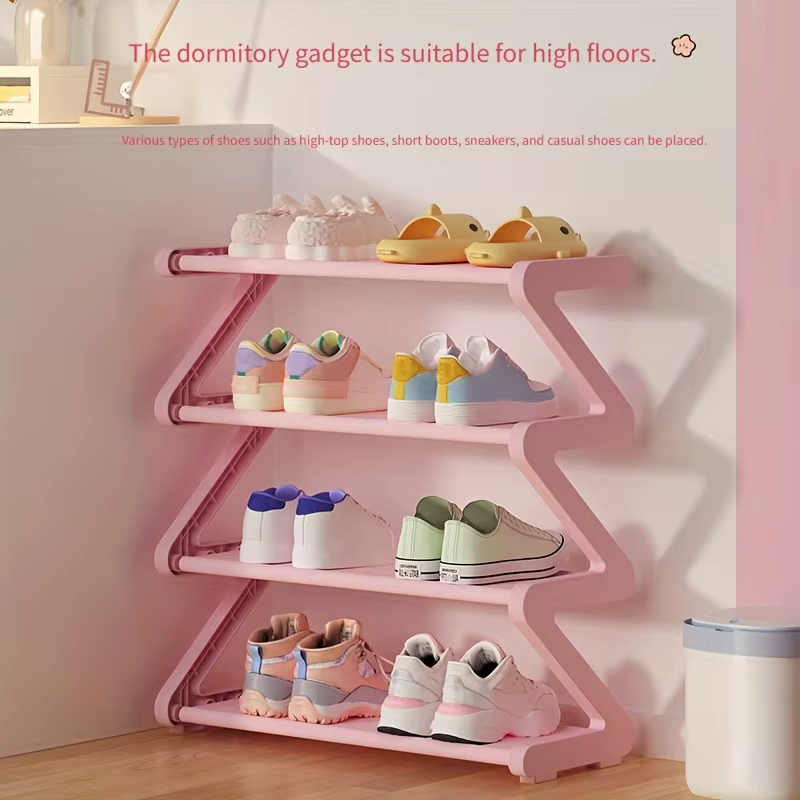 Étagère à chaussures en forme de Z, robuste, gain de place, étroite, pour entrée, avec rangement multi-niveaux, adaptée à la maison, au dortoir, au magasin