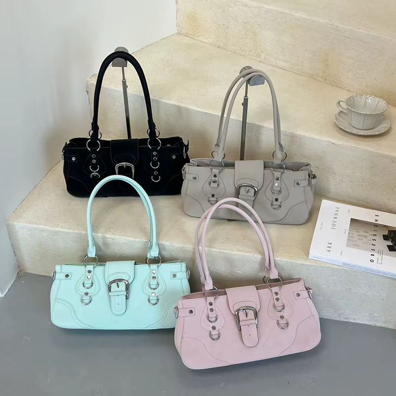 Sac à main Hobo, sac à bandoulière pour femme style motard, sac fourre-tout vintage chic vert menthe Y2K pour filles