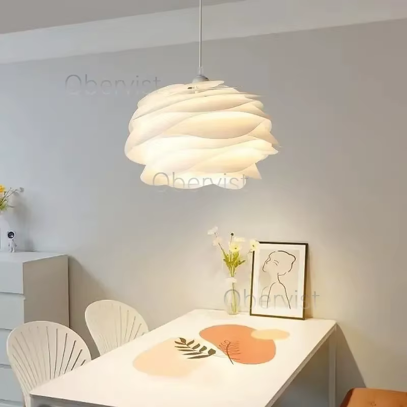 Lustre en forme de rose blanche de designer danois pour îlot de cuisine, chambre à coucher, restaurant romantique, lampe décorative en pétales d'acrylique