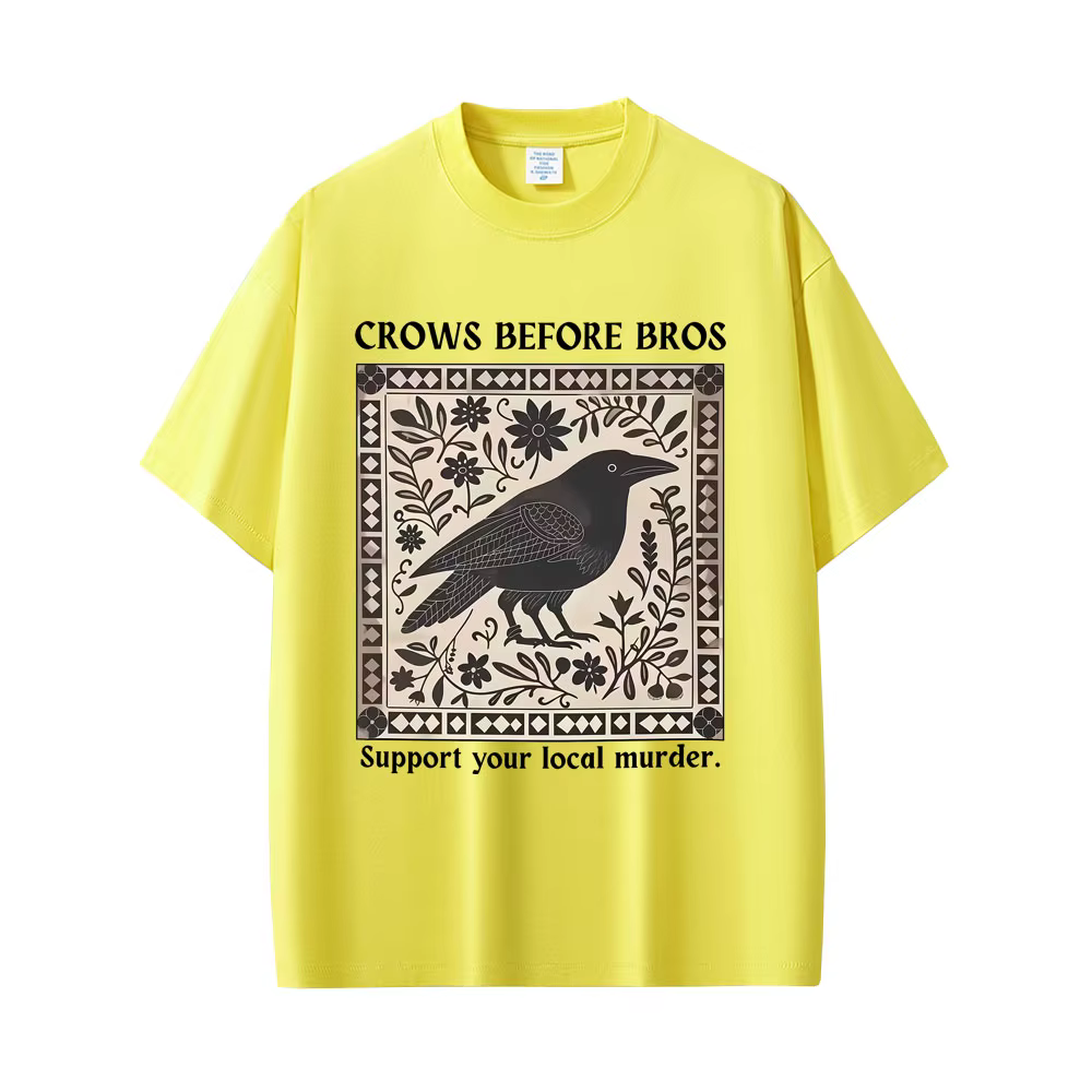 Crows Before Bros T-shirt drôle Meme Unique oiseau Nature T-shirt décontracté Vintage T-shirts surdimensionnés