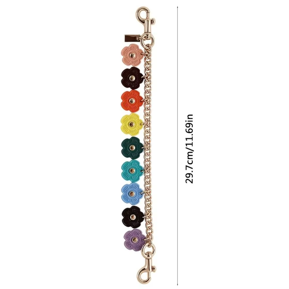 Breloque de sac en forme de fleur colorée et mignonne, accessoires de sac DIY, breloque de chaîne de portefeuille, chaîne d'extension de sangle de sac en métal, porte-clés et breloques