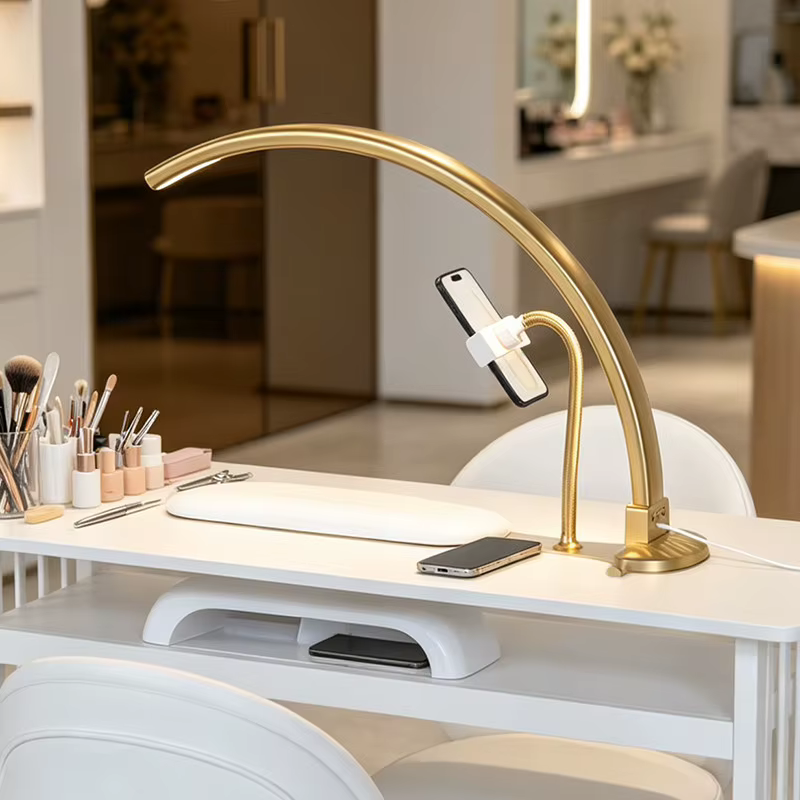 Lampe demi-lune 36W pour table de manucure, lampe à ongles avec interrupteur à bouton, salon de beauté, cils, manucure, lumière LED demi-lune à intensité réglable