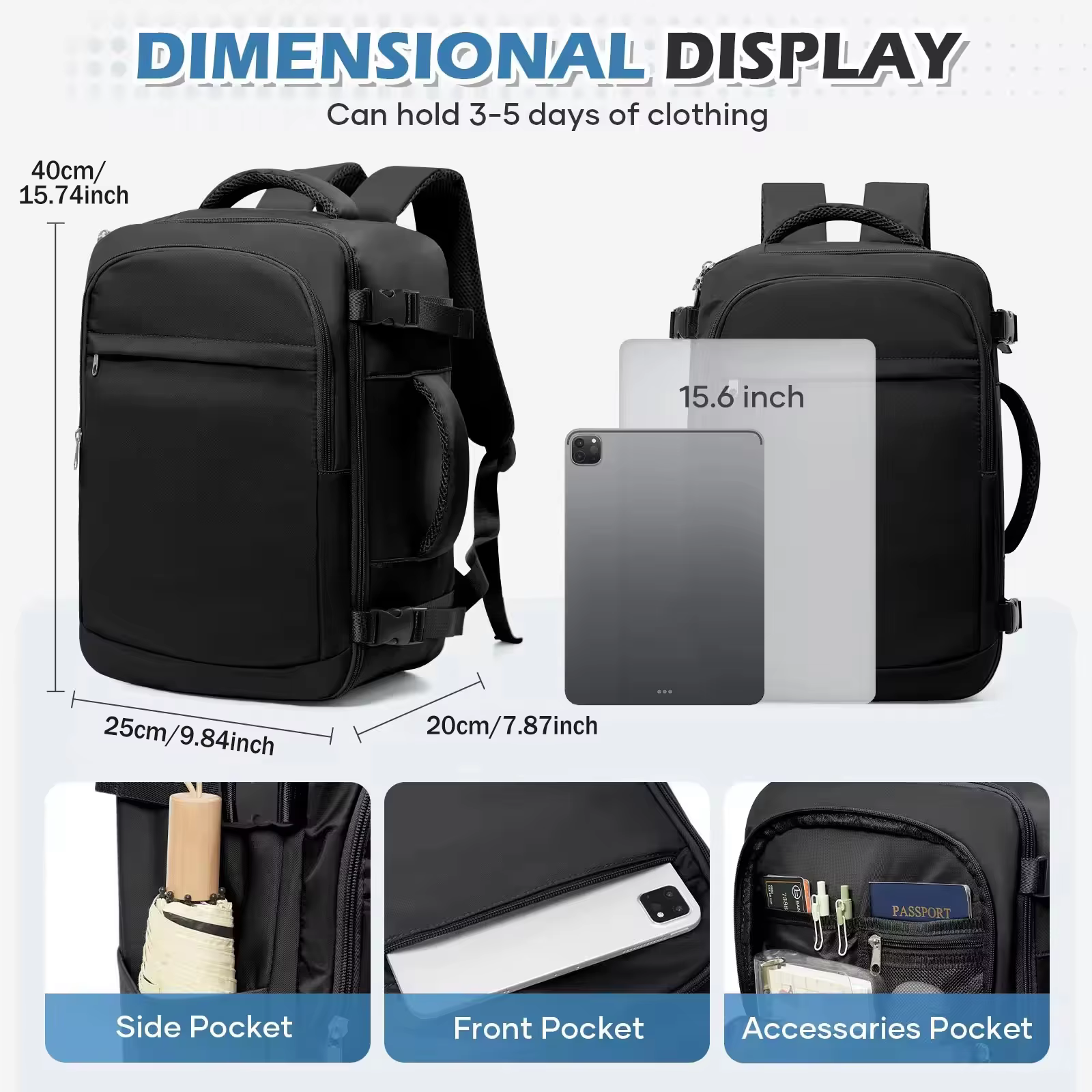 Sac à dos de voyage sous le siège Ryanair 40x20x25, sac à dos de voyage en avion, pratique pour l'extérieur, sac à dos pour ordinateur portable pour hommes, sac à main d'extérieur