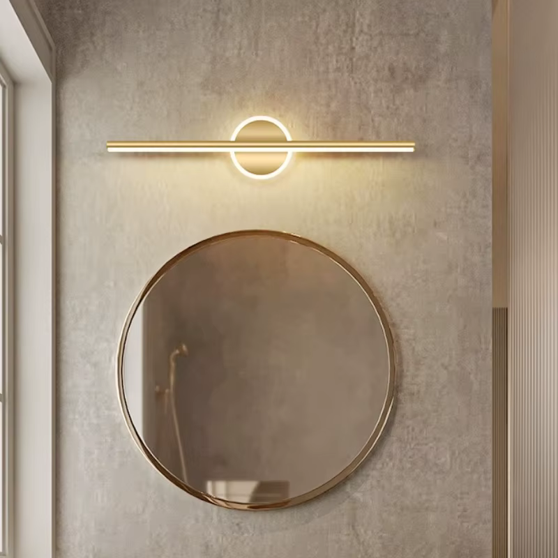 Salle de bain mur LED lampe miroir phare 40/60 cm moderne minimaliste chambre décoration or noir intérieur luminaires chambre
