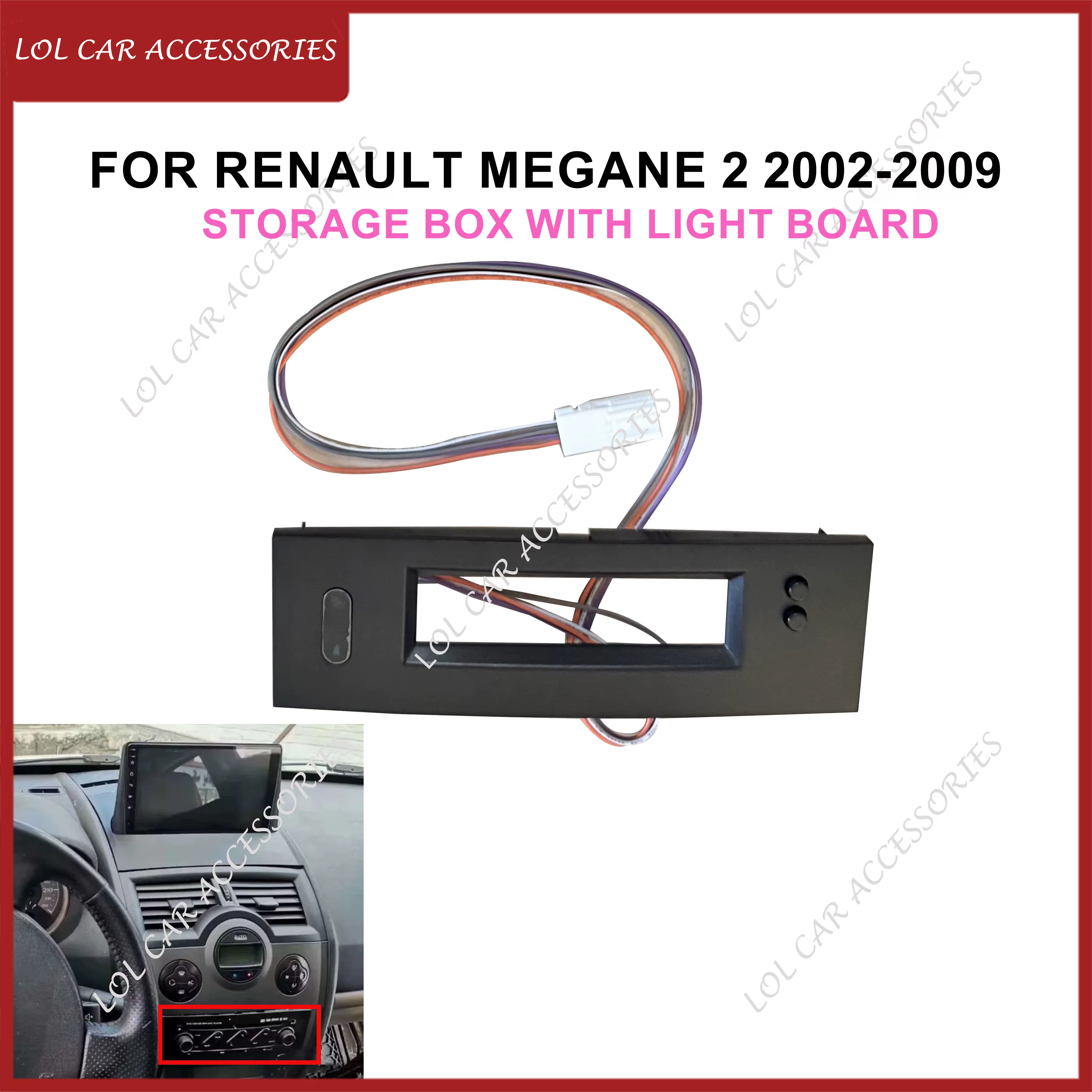 Boîte de rangement d'accessoires de voiture pour Renault Megane 2 2002 – 2009