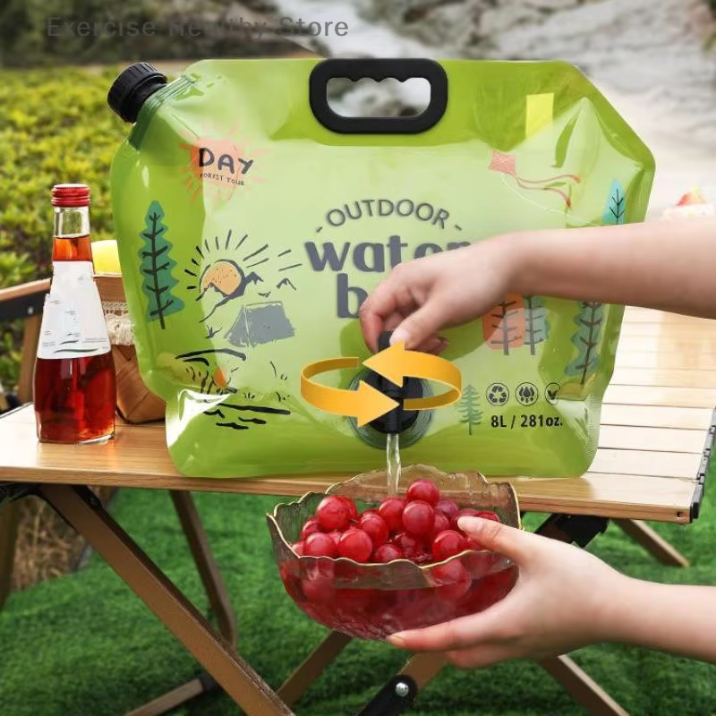 Sac de bière de Camping Portable 8L, seau d'eau potable pliable, récipient d'eau de grande capacité, sac d'eau léger de voyage en plein air
