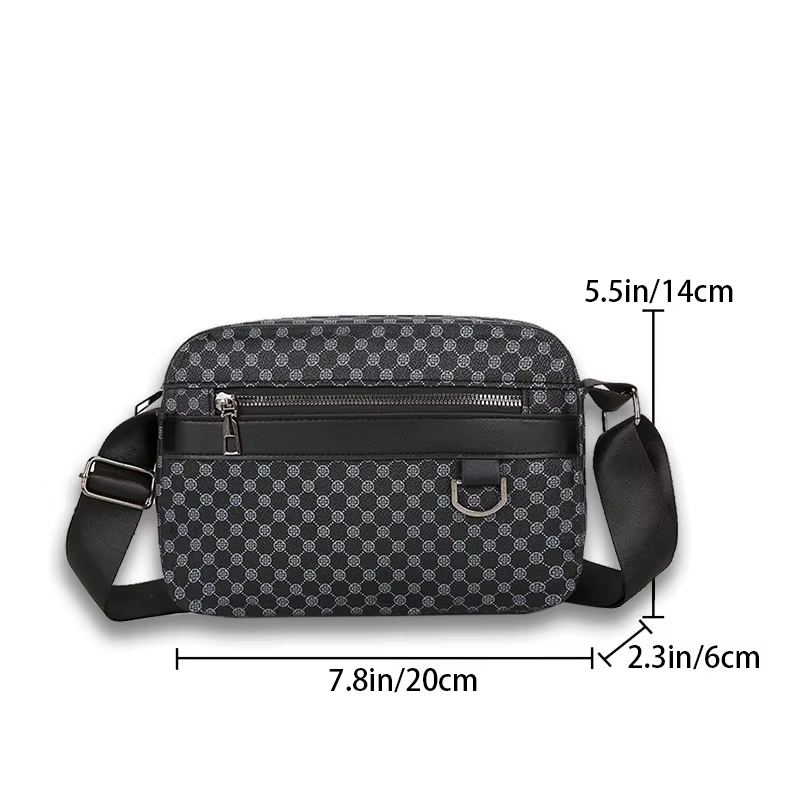 Sac à bandoulière décontracté de grande capacité, sac à bandoulière pour homme avec imprimé monogramme pour les trajets quotidiens et les sorties du week-end