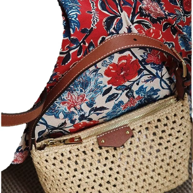 Sac à bandoulière pour femme en tricot épaissi à motif treillis