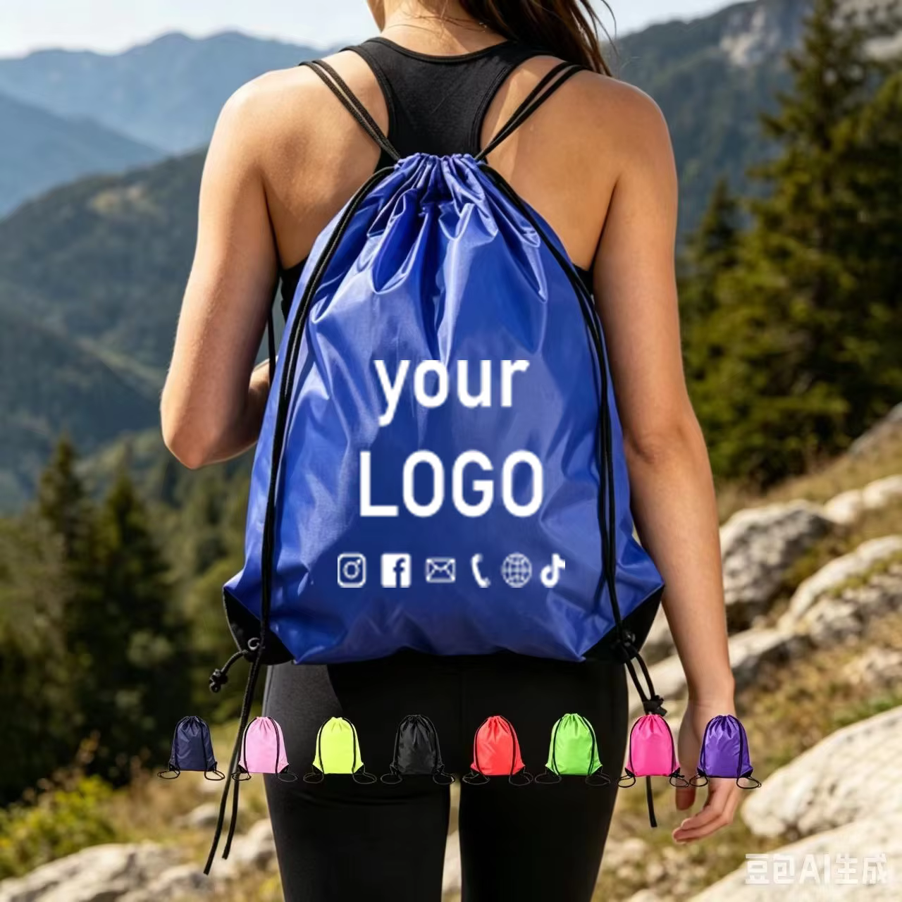 Sac à cordon imperméable 5/10/20, sac à dos réutilisable pour marathon, sac de rangement pour le basketball et le football pour étudiants, logo personnalisable