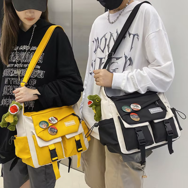 Harajuku hommes sacs à bandoulière en Nylon pour femmes Sac de messager filles école livre sacs jeunesse toile sacs à main Sac à bandoulière Sac Bolsas