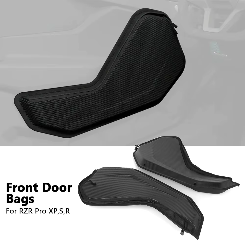 Nouveaux accessoires pour Polaris RZR XP 4 Pro S PRO R 4 UTV 2025 2026 : Sacs de rangement pour portes avant (passager et conducteur) en fibre de carbone noire