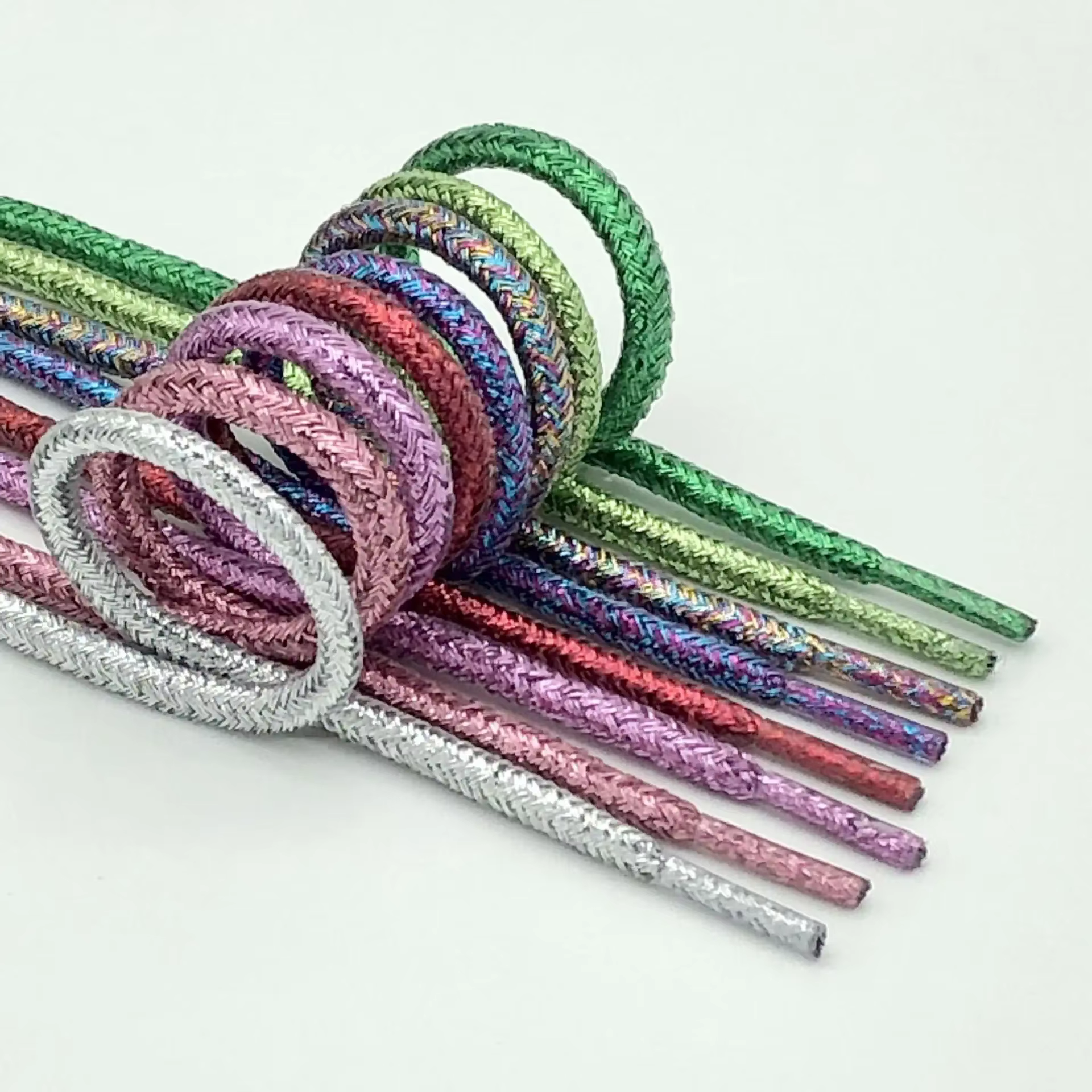 Lacets ronds brillants métallisés à paillettes Or Argent, lacets en soie pour chaussures décontractées en toile, lacets dégradés colorés pour baskets