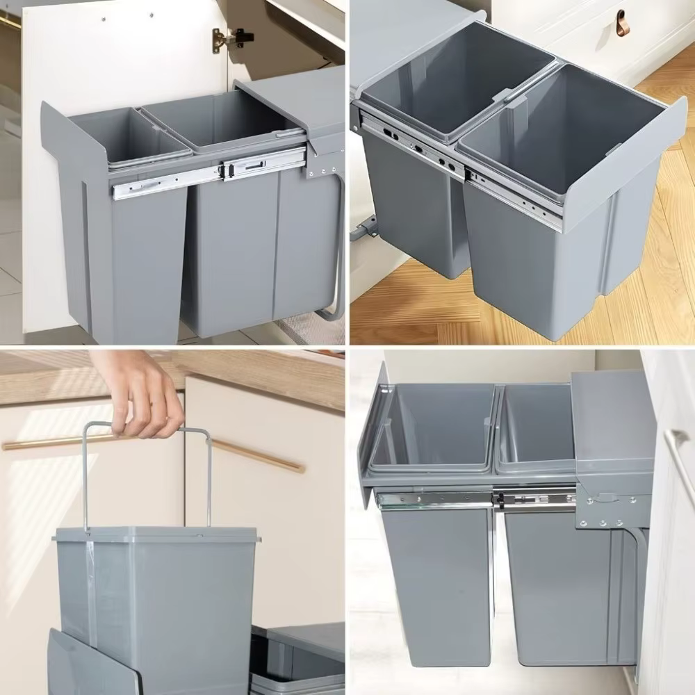Poubelle de cuisine encastrable 30/40L grande capacité avec couvercle