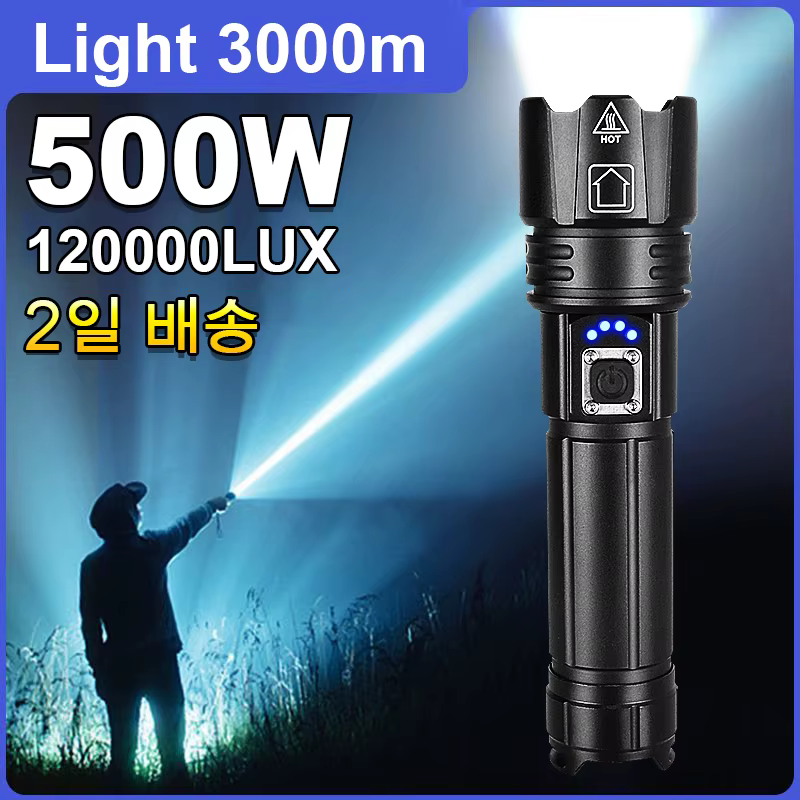 Lampe de poche LED la plus puissante torche Rechargeable allumant la lanterne tactique 3000M