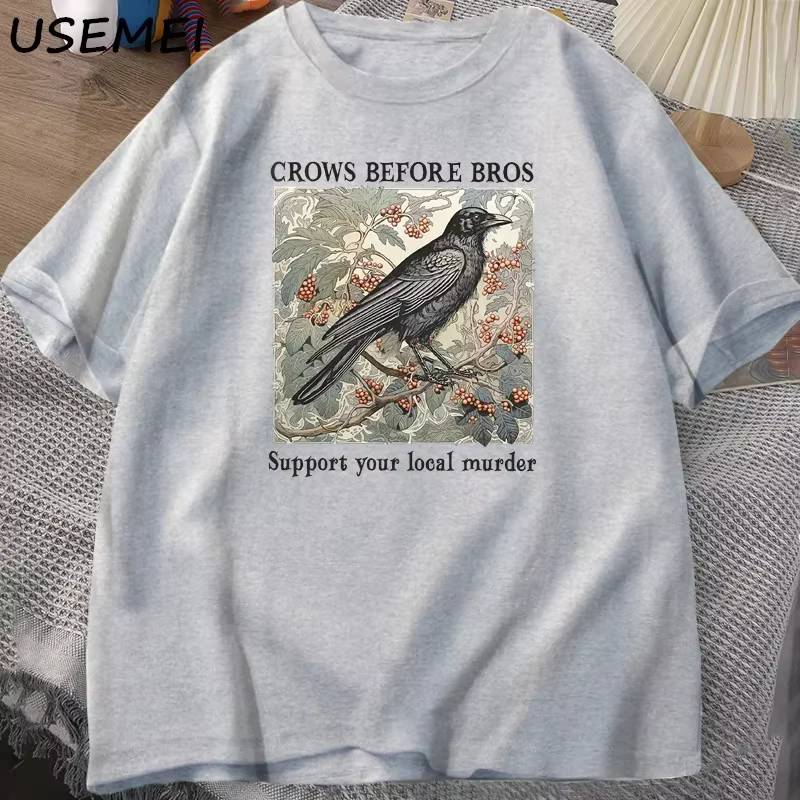 Funny corbeaux avant Bros rétro T-shirt femmes hommes Halloween T-shirt décontracté coton col rond manches courtes T-shirt foncé académique vêtements