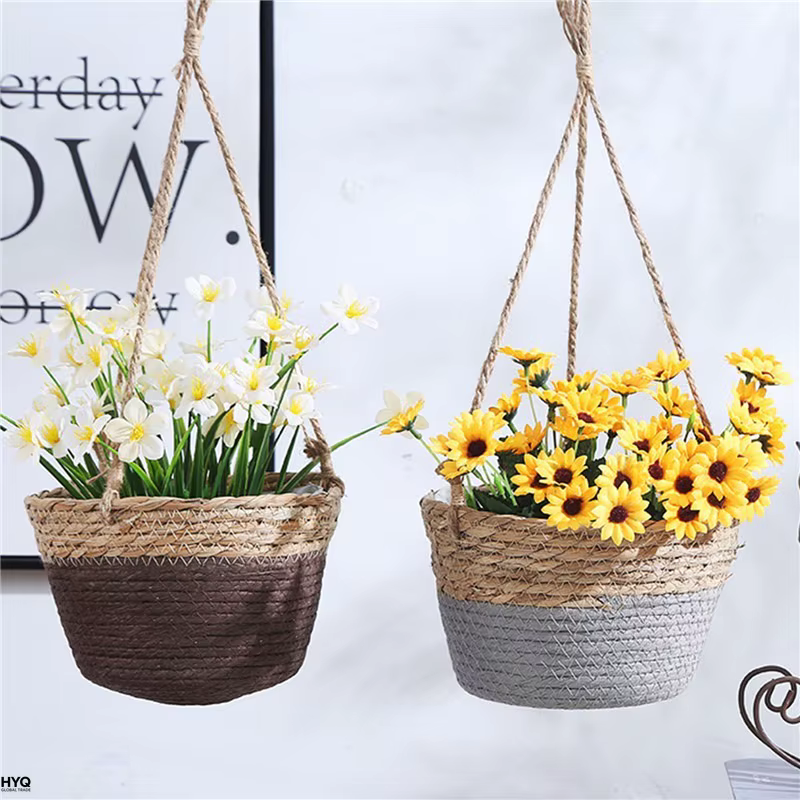 Pot suspendu de jardin en macramé, panier de rangement pour plantes en corde de jute tressée, support de pot de fleurs intérieur/extérieur, décoration d'intérieur