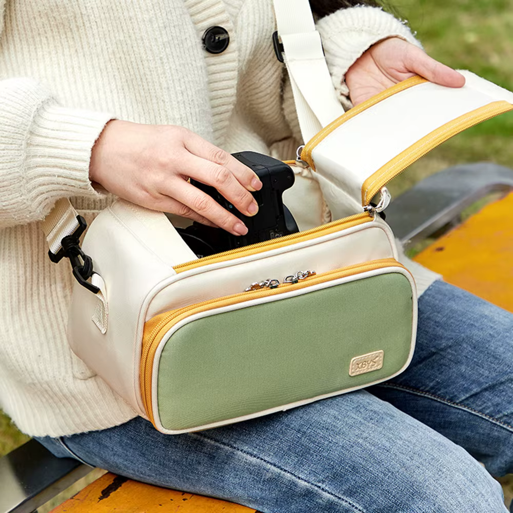 Sac de rangement pour appareil photo avec design bicolore