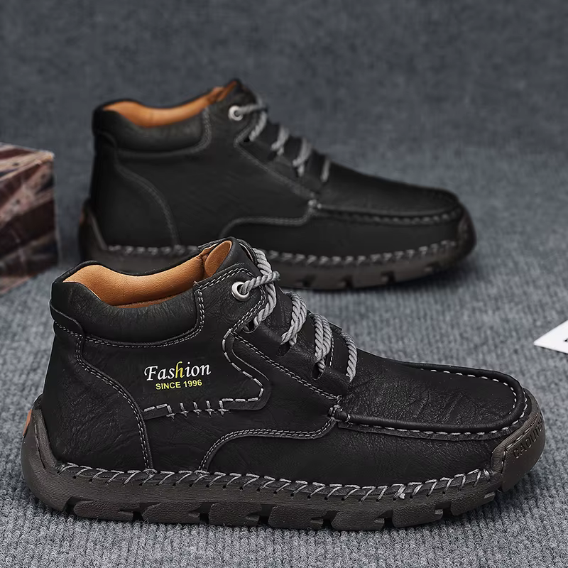 Chaussures de travail décontractées à semelle épaisse cousues à la main pour l'automne et l'hiver