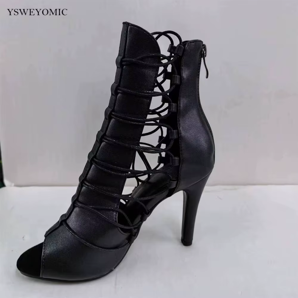 YSWEYOMIC-Chaussures de danse latine pour femmes, talons hauts, chaussures de tango de salle de Rh, orteils ouverts, l'offre elles souples, sandales de fête, 9.5cm
