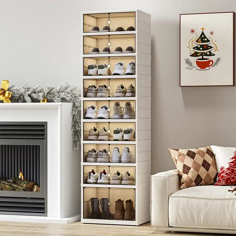 Armoire à chaussures anti-poussière pour la maison, aucune installation requise, boîte à chaussures pliante transparente pliable, boîte de rangement de chaussures de grande capacité