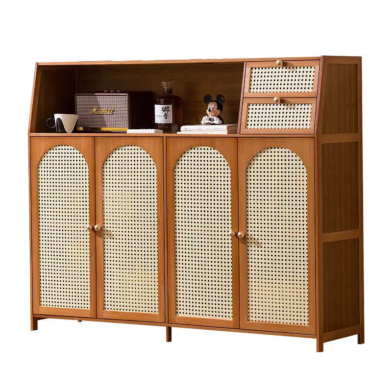 Armoire de salle à manger en rotin de bambou, armoire de salon, armoire de cuisine en rotin respirant, armoire à couverts, armoire à vin