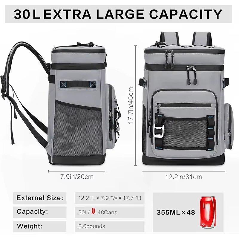 30L sac à dos isolé étanche Camping pêche Pack garder les aliments chaud froid déjeuner sac à dos en plein air voyage plage pique-nique sac thermique