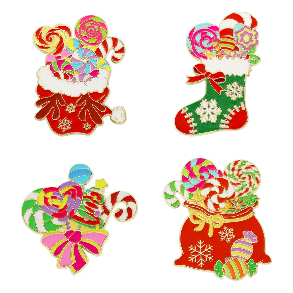 Accessoires de noël, broche à bonbons, épingle à revers, dessin animé, bibelot mignon, sacs à vêtements, Badge, épingles en émail, cadeaux de noël