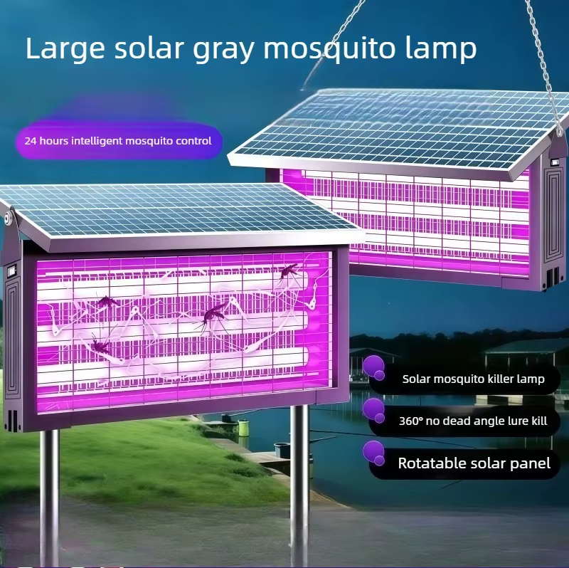 Lampe Solaire Professionnelle Anti-Moustiques d'Extérieur Haute Puissance Étanche Piège à Mouches pour Ferme Jardin Verger Patio Tue-Insectes