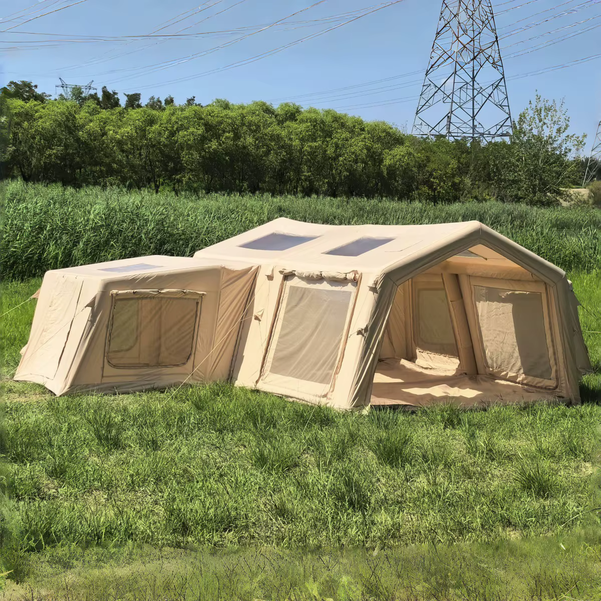 Tente gonflable amovible Penthouse Camping en plein air ménage voyage TC coton 18.16 mètres carrés grand espace