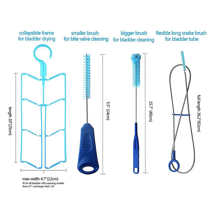 Kit de nettoyage de vessie d'eau d'hydratation 4 pouces, outil de nettoyage de sac d'eau multifonction, outils de Camping en plein air pour vessies d'eau