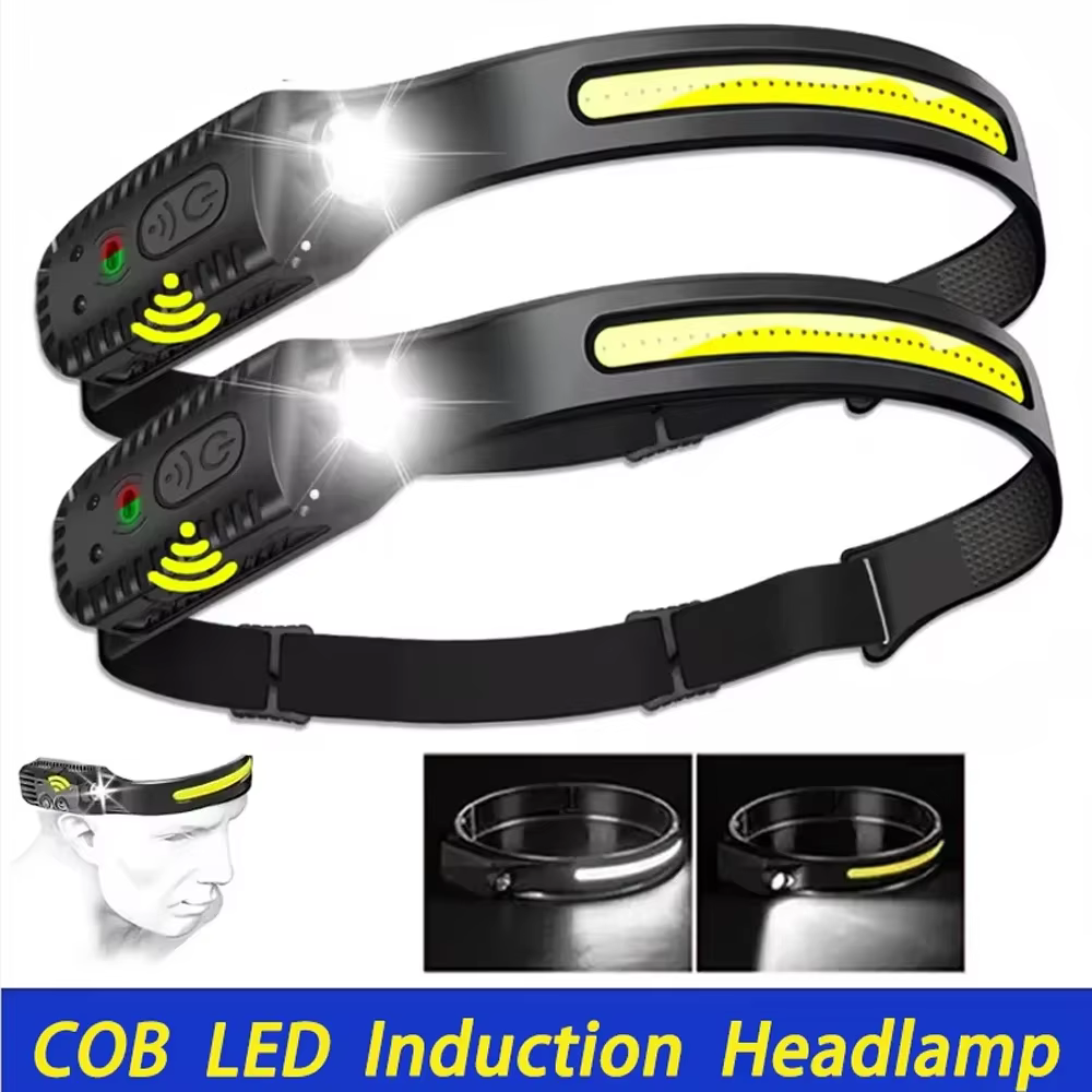 Lampe frontale à Induction COB + lampe de poche LED