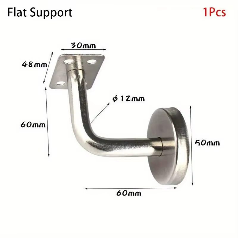 Supports de main courante d'escalier, 2 pièces, Support mural en acier inoxydable, Balustrade argentée pour outils de quincaillerie pour hôtels ménagers