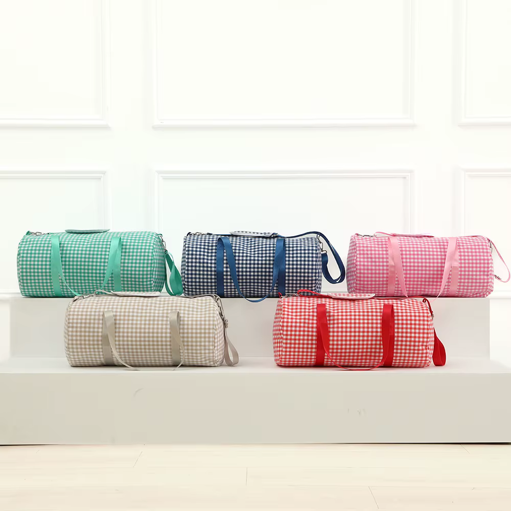 Sacs de sport à carreaux pour garçons et filles, sac de voyage idéal pour l'école ou la nuit, taille de transport élémentaire précoce