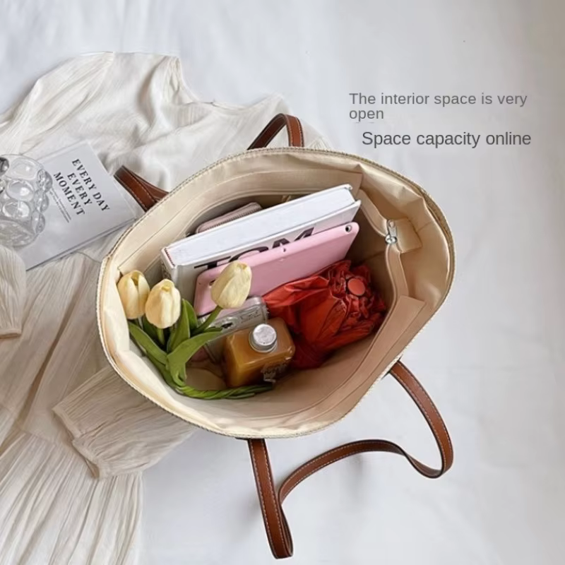 Inswind – sac en paille pour femmes, sac à bandoulière de grande capacité, pour plage, bord de mer, voyage en plein air, vacances, nouvelle collection été 2024
