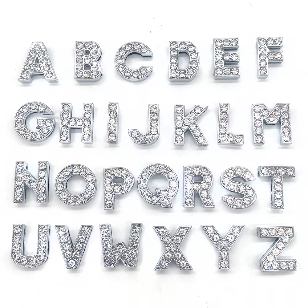 Lettres métalliques pour chaussures, 1 pièce, accessoires de jardin, strass brillants, décorations de chaussures pour cadeaux de noël
